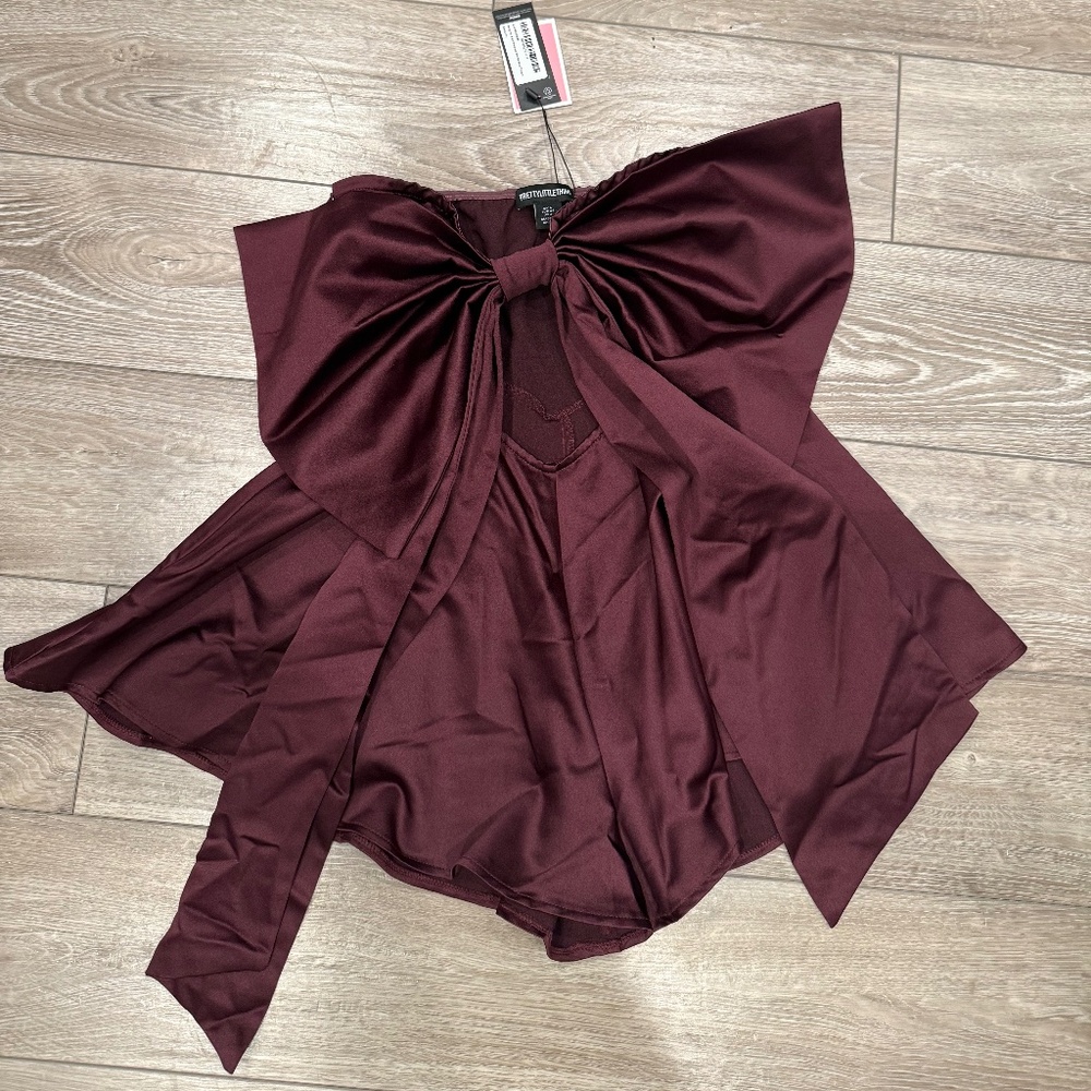 PLT Burgundy Bow Romper